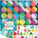 Bath Bombs for Kids with Surprise Inside, 24 Pack Kids Bath Bombs with Toys Inside Gift Set, Kid Bubble Bath Fizzy for Girls Boys with Bath Toys