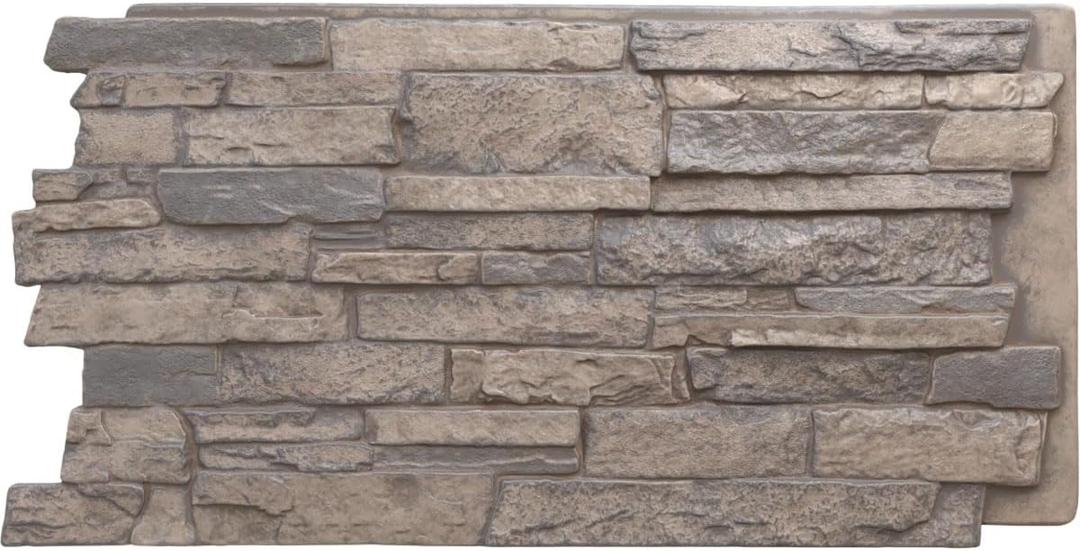 EverStone Acadia Ledge Faux Stone Panel, 49"W x 25 1/2"H x 1 1/4"D, Boardwalk Bay Color