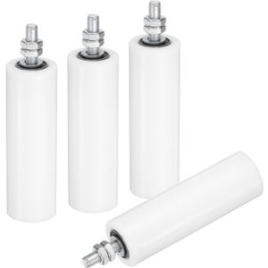 uxcell 4Pcs Slide Gate Guide Roller, 6" Nylon Rollers Gate Support Assembly, Universal Sealed Ball Bearing Rolling Gate Guider for Sliding Door, White