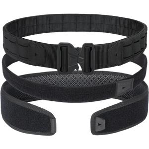 BOMTURN Great Tactical Belt Molle Duty Belt Quick Release Battle Belts 1.75 Inner & Outer Belt Anti-Slip Adjustable for Men Women Outdoor (Small, Black)
