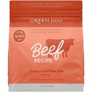 Green Juju Limited, Ingredient Diet Beef Raw Freeze-Dried Dog Food, 14 Ounce, BB: 01/07/28