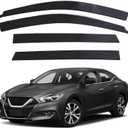4 Pieces Tape-on Extra Durable Rain Guards Fit for 2016-2023 Nissan Maxima,Window Deflectors,Window Visors (Smoke Black)