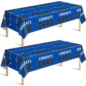 2 x OHOME Graduation Decorations 2026 - Class of 2026 - Plastic Blue Tablecloth for Graduation Party Decorations - Class of 2026 Decorations Party Favors Supplies Banner,2 Pack