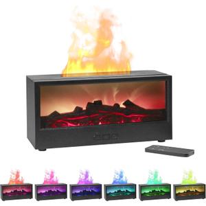 Essential Oil Air Diffuser Flame Colorful Water Vapor Fireplace Fire Humidifier for Aromatherapy Aroma Therapy Cordless Machine Room Bedroom,Battery Operated,[Timer and Auto Off Protection] (717black)