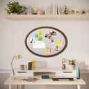 SOFE Large Oval Bulletin Board, Farmhouse Fabric Pin Boards for Walls, 33'' x 24'' Wall Mounted Decorative Vision Message Board for Office Home and School with Pins, Brown, 24" x 33.3"