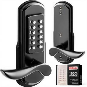 Elemake Mechanical Door Lock with Handle, Left Handed Keyless Entry Door Lock with Keypad, Combination Door Lever Lock - Not Deadbolt (MKS04L)