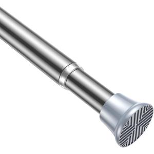 AIZESI Tension Rod 24 to 46 Inch, 1Pcs Silver Tension Rod Tension Curtain Rod, Spring Tension Rod No Drilling Adjustable Curtain Rod for windowkitchenclosetdoorway