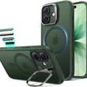 ESR for iPhone 17 Case with Stash Stand, Camera Control Cover Compatible with MagSafe, Military-Grade Drop Protection Magnetic Phone Case, Scratch-Resistant Back Cover,Frosted Green