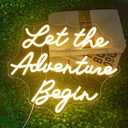 NOSUN Let The Adventure Begin Neon Sign Warm White Neon Signs for Wall Decor Dimmable Let's Party Led Sign Funny Neon Lights for Bedroom Home Club Bar Wedding Engagement Birthday Party Decor