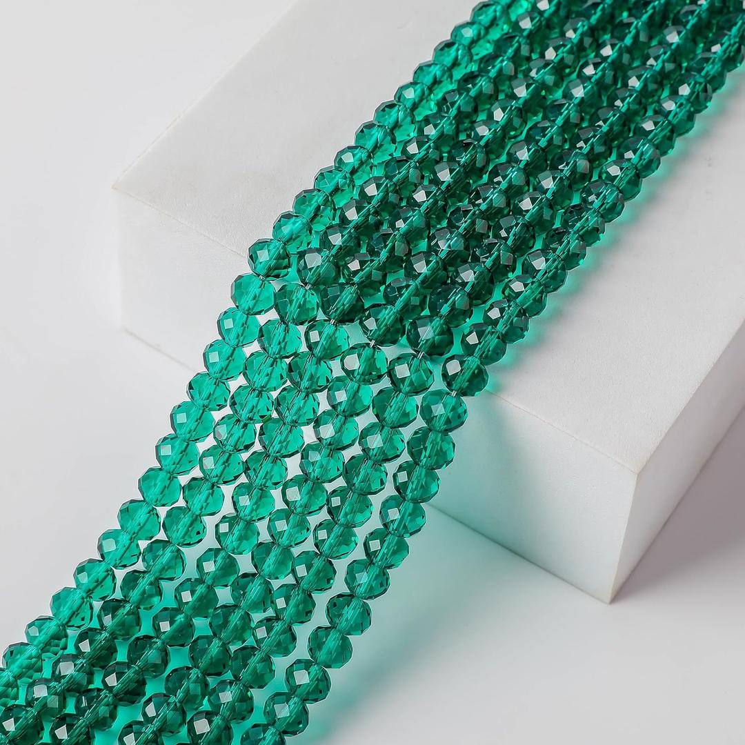 FZH 6mm Malachite Green Rondelle for Jewelry Making 850pcs Faceted Briolette Shape Crystal Spacer Beads Assortments Supplies Accessories for Bracelet Necklace for Wholesale (6mm, Malachite Green)