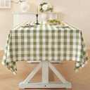 Laolitou Spring Green Gingham Tablecloth Rectangle Tables Checkered Buffalo Plaid Table Cloth Cotton Linen Farmhouse Tablecloths Washable Wrinkle Free for Picnic Kitchen, 60"x120" 10-12 Seats