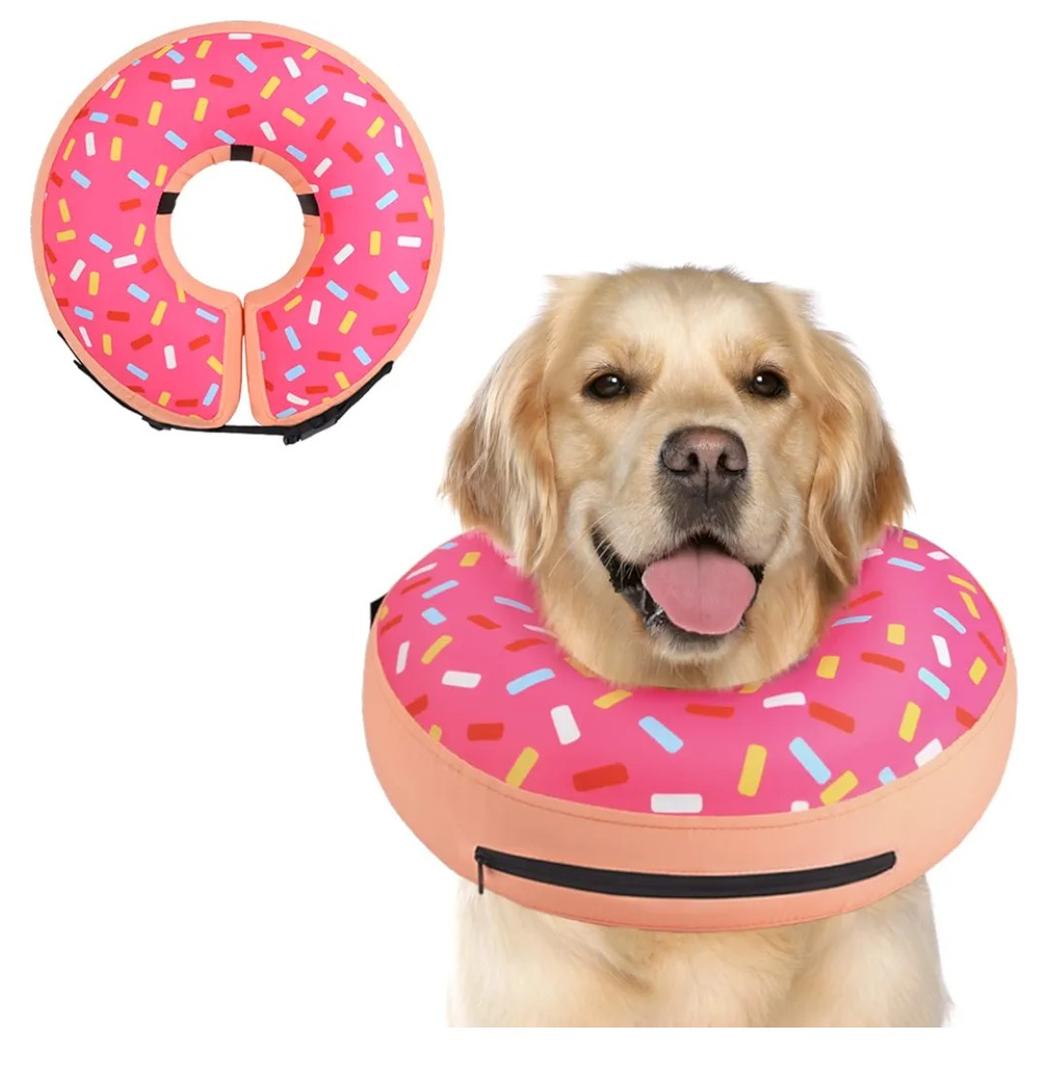 Supet Inflatable Dog Cone Collar Alternative After Surgery, Doggie Neck Donut Collar Recovery ECollar, Soft Dog Cone for Small Medium Large Dogs
