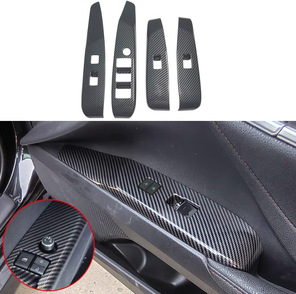 Kolya Interior Door Window Switch Panel Cover Window Control Button Trim for Toyota Camry 8th 9th Gen Accessories 2018 2019 2020 2021 2022 2023 2024 2025 (for Left Hand Drive) (Carbon Fiber Style)