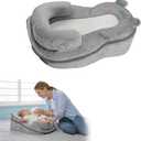 Baby Feeding Pillow, Anti Overflow Feeding Pillow for Reducing Spit-Up, Safety Nursing Pillow, Baby Lounger Reflux Wedge Breastfeeding, Removable top and Bottom