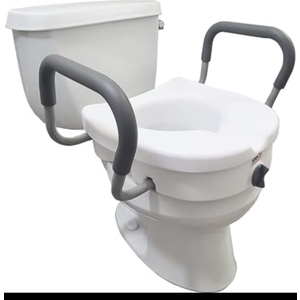 Carex E-Z Lock Raised Toilet Seat With Handles, 5" Toilet Seat Riser with Arms, Handicap Raised Toilet Seat For Seniors and Elevated Toilet Seat