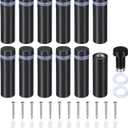 PATIKIL 1/2 x 1.6 Inch Sign Standoff Screws, 12 Set Stainless Steel Wall Standoff Mounting Hardware Advertising Glass Nail for Hanging Acrylic Picture Frame Acrylic Panel, Black
