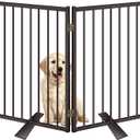 Metal Freestanding Dog Gates with Door for Outdoor Indoor,40'' Extra Wide 24'' Tall Free Standing Dog Gate for Doorways,Large Openings,Deck,Yard,Porch,Foldable Safety Pet Fence(Black,2 Panels) (2 Panels 24''H*40''W)