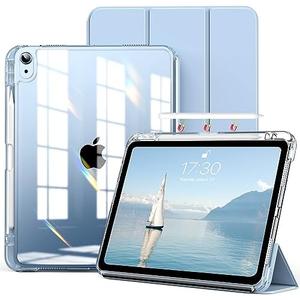 kenke Hybrid Case for iPad Air 11 Inch (M3) 2025 / (M2) 2024, iPad Air 5th/4th Gen 2022/2020 10.9 Inch with Pencil Holder, Detachable Cover with Clear Hard Back Shell, Auto Sleep/Wake, Sky Blue