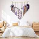 Amestrina Boho Tapestry for Bedroom, Boho Wall Decor for Bedroom, Large Wall Art for Living Room, Macrame Wall HangingWall Tapestry for Living Room (Purple)