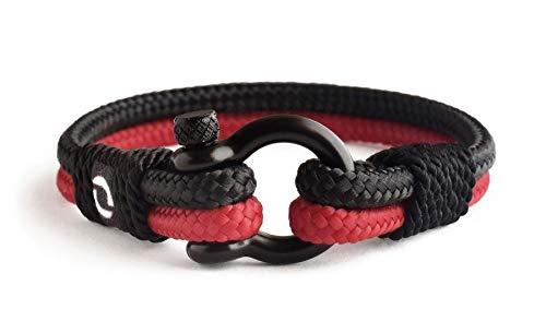 Mens Rope Bracelet - Stainless Steel Black Shackle, Extremely Durable and Scratch Resistant Waterproof Paracord, Handmade, Nautical Wristband for Men B-2-9 Pack of 3