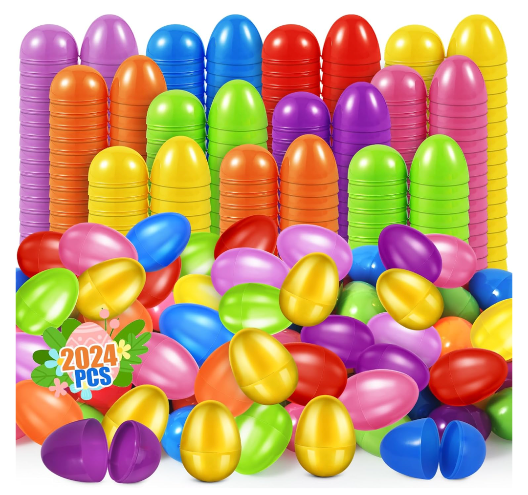 2024 Pcs Plastic Easter Eggs Bulk,2.3" 2000 Colorful Empty Easter Eggs Fillable and 24 Golden Eggs,Easter Basket Stuffers,Easter Egg Hunt,Community Party Favors,School Easter Activity Prizes