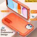 Case is Specially Designed for iPhone 11 6.1 Inch, Full Body Protection Heavy Duty Shock Absorbing 3 in 1 Silicone Rubber Built-in Stand with 2 Tempered Screen Protectors-Orange/Clear