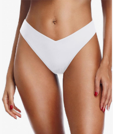 Zmart Women Cheeky Bikini Bottoms V Cut Swim Bottom High Cut Swimsuit Low Waist Low Rise Bathing Suit White S