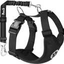 Lukovee Dog Seat Belt for Car, Adjustable Dog Car Harness for Large Medium Small Dogs, Soft Padded & Breathable Mesh Dog Seatbelt with Car Strap and Carabiner(Black Double Clip,Large) (B6- Black (Double Clip 2 in 1))