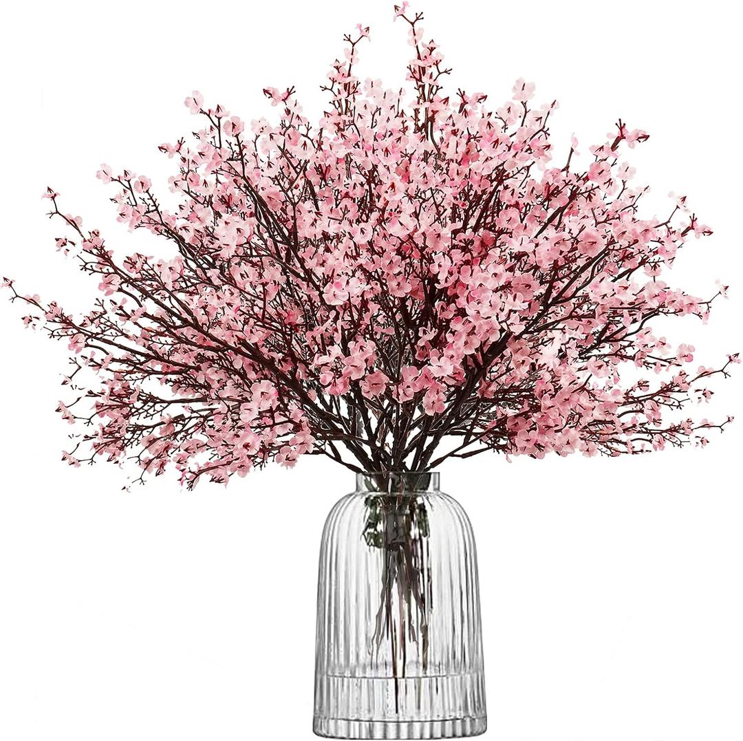 Uieke 15 Pcs Artificial Flowers Baby Breath Faux Artificial Gypsophila Bouquet Fake Silk Flowers Real Touch for Hotel Home Office Kitchen Bathroom Wedding Wall DIY Room Farmhouse Dcor (Pink)