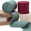 Keypan Christmas Ribbon 1-1/2 Inch x 15 Yards Crinkle Fabric Cotton Ribbons for Gift Wrapping Wedding Invites Crafts Flower Bouquets Wreath Home DIY Decoration