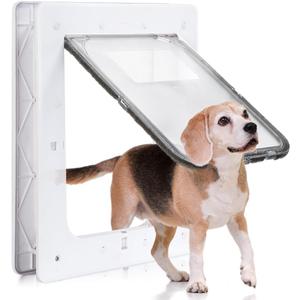 Pet Door, Durable Plastic Dog Door, 6.5x 9.25 Inner Frame for Small Dog and Pets, Easy DIY Installation, Suitable for Interior and Exterior Doors, Screen and Wall, White Doggie Door
