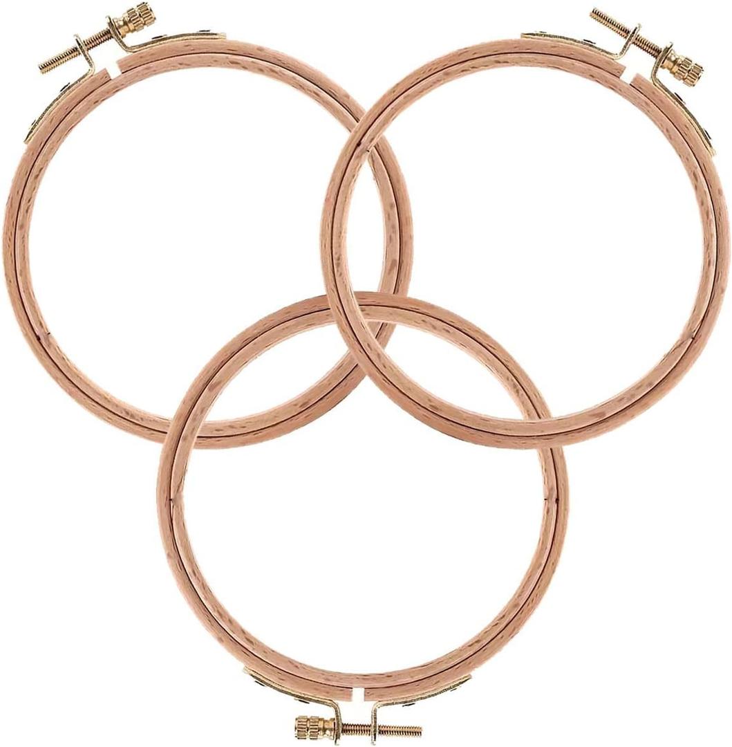 Sherbo 3 Inch Embroidery Hoop - Set of 3 Small Embroidery Hoop Made of Beech Wood, Perfect for Cross Stitch Hoop Designs & Wooden Rings Crafts