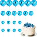 ASTARON 20 Pcs Disco Ball Cake Topper Decorations Sticks Blue Cake Balls Picks Toppers for Birthday Anniversary Disco Retired Theme Party Decorations