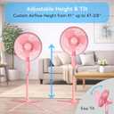 Comfort Zone 16-Inch Oscillating Pedestal Fan 3-Speed High-Velocity Cooling, Adjustable Height & Tilt, Quad-Pod Folding Base, Pink ETL Listed