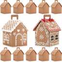 24Pcs Christmas Gingerbread House Kit, DIY Christmas Gift Treat Boxes Bulk, Candy Gingerbread Gifts Boxes Party Favors for Xmas Holiday Party Treat Cookie Goodie Snack Packaging