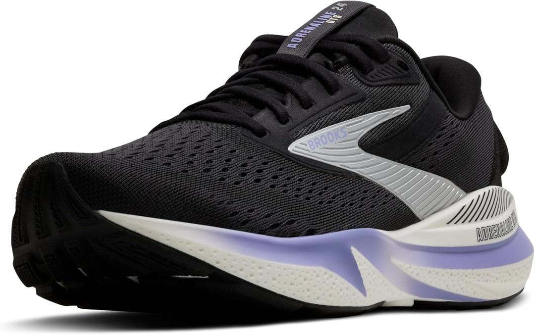 Brooks Womens Adrenaline GTS 24 Supportive Running Shoe (8, Ebony/Blue Heron/Silver)