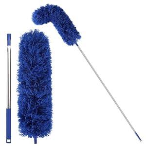 Gutter Cleaning Tool from Ground, Adjustable Telescopic Extendable Long Pole Duster Gutter Guard Cleaner Brush Needed for Leaves Debris & Snow Removal (Blue)