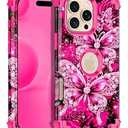 Hekodonk for iPhone 16 Pro Max Case, Glow in The Dark Three Layer Heavy Duty Shockproof Protection Hard Plastic+Soft Silicone Full Body Drop Protective Case for Apple iPhone 16 Pro Max, Hot Pink
