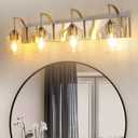 4-Light Brushed Nickel Vanity Light with Clear Glass Shade, 33.07'' Modern Wall Lights for Bathroom, Bedroom, Hallway, Living Room (E26 Base)