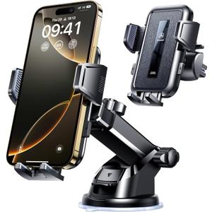 VANMASS 85+LBS Strongest Suction & Military-Grade Ultimate Car MountPatent & Safety Certs Cell Phone Holder Truck Stand for GPS Vehicle Dashboard Windshield Vent for iPhone Samsung, Clear Black