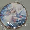 HUGANE Christmas Blue Snowman Bird Round Wall Art Decor, Let it Snow Cozy Rustic Xmas Winter Hanging Canvas Framed Prints Wall Sculptures for Home Bedroom Living Room Decor, 10x10 Inch