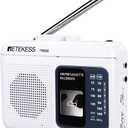 Retekess TR606 Cassette Tape Player, Cassette Player Recorder, Built-in Speaker, AUX/Microphone Jack, Support AUX Line in Record, AM FM Radio, Powered by DC or AA Battery (White)