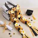 Suncalla Plumeria Graduation Lei 2026 Black Gold Hawaiian Ribbon Graduation Braided Lei with Flowers for Adults Class of 2026 School College Student Congrats Grad Gifts Party Accessories