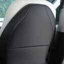 Leather Seat Back Protector Designed for Tesla Model Y Model 3 Model S/X Accessories(Includes 2025 Model Y & 2024-2025 Model 3 Highland), Wear-Resistant Kick Mats with Organizer Pocket, Set of 2