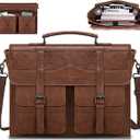 RAINSMORE Mens Messenger Bag 17 Inch Vintage Leather Laptop Briefcase Magnetic Closure Large Satchel Computer Shoulder Bag