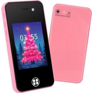 Kids Smart Phone, Christmas Birthday Gifts for Boys Girls Toddler Cell Phone Toys with Dual Camera Music Player Mini Educational Learning Games Fake Phone for 4-8 Year Old with 16G SD Card (Pink)