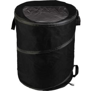 Collapsible Trash Can - 46-Gallon Garbage Can Outdoor Bin with 3 Stakes for RV, Camping, Storage, Recycling, or Yard Waste by Wakeman Outdoors (Black)