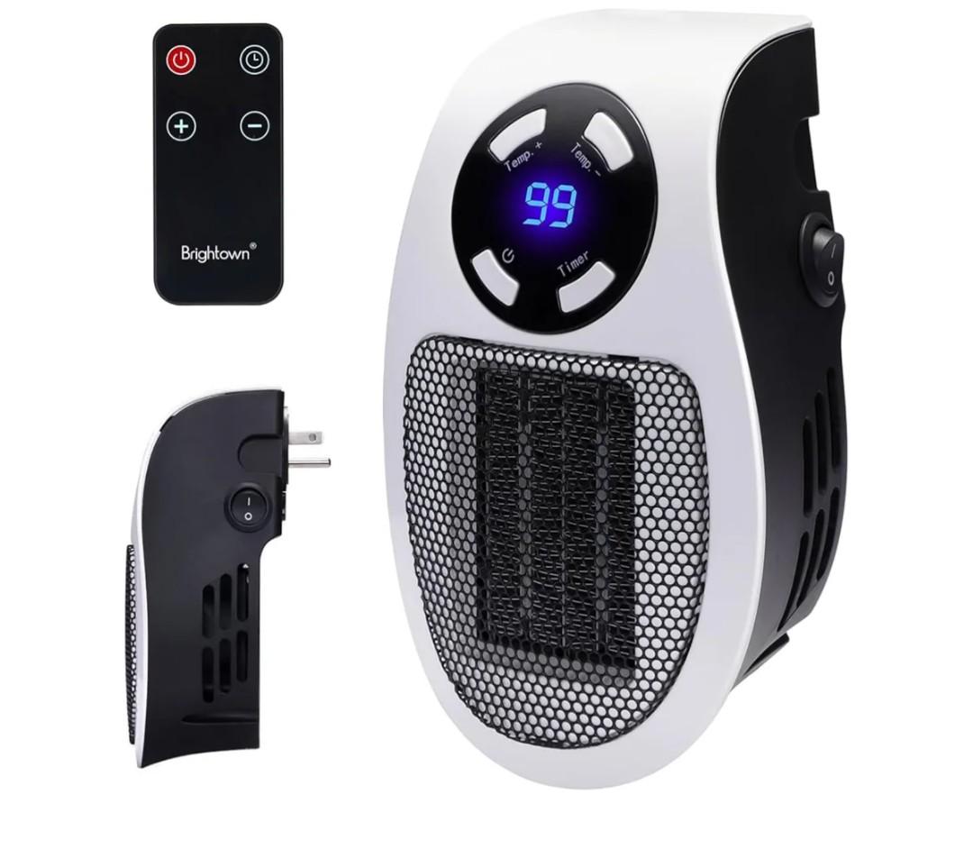 Brightown Wall Plug In Heater 450W, Portable Outlet Heater with Remote, Clear LED Display, Small Wall Heaters for Indoor Use with Adjustable Thermostat and 12H Timer for Bathroom Room Office