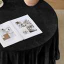 KKJIAF Black Velvet Round Tablecloth 70 inch, Retro Farmhouse Ruffle Round Table Cloth Washable Table Cover for Wedding Buffet Parties Baby Shower Kitchen Decoration