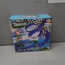 16 Ft Flexible Car Race Track, Flex Ramp with 12 Suction Cups, Compatible with Hot Wheels and Diecast 1/64th Cars, Double Tracks Long Rolls Up Portable Racetrack (Blue)